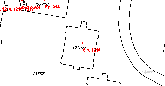 Kopřivnice 1215 na parcele st. 1377/39 v KÚ Kopřivnice, Katastrální mapa