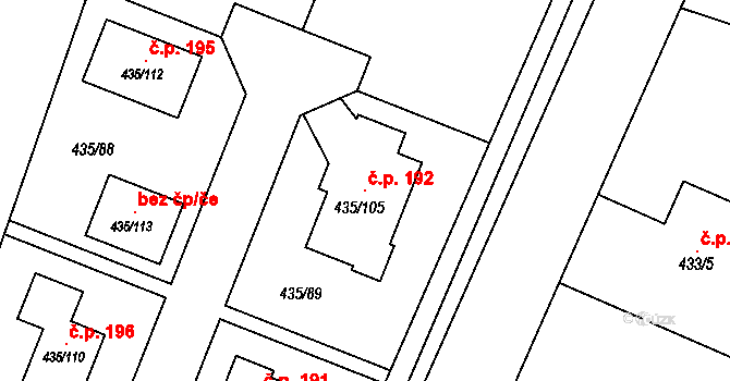 Kratonohy 192 na parcele st. 435/105 v KÚ Kratonohy, Katastrální mapa
