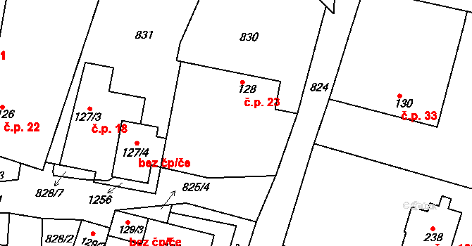 Šmolovy 23, Havlíčkův Brod na parcele st. 128 v KÚ Šmolovy u Havlíčkova Brodu, Katastrální mapa