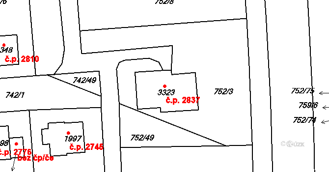 Havlíčkův Brod 2837 na parcele st. 3323 v KÚ Havlíčkův Brod, Katastrální mapa