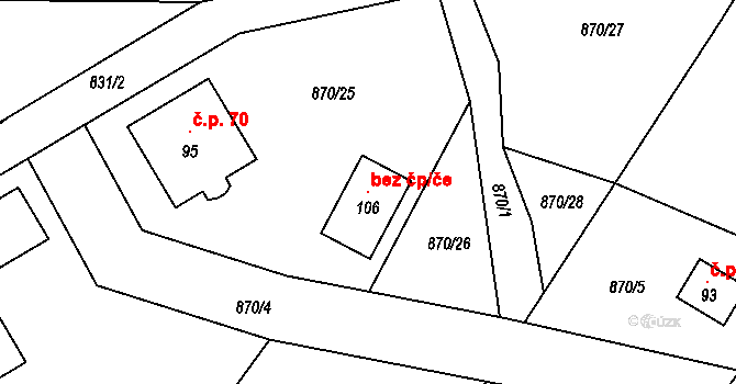 Kbelany 97511145 na parcele st. 106 v KÚ Kbelany, Katastrální mapa