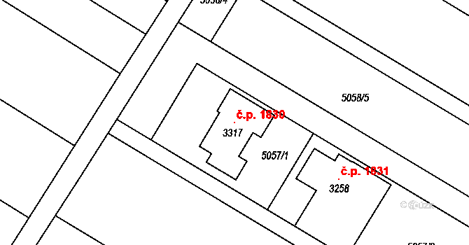 Veselí nad Moravou 1830 na parcele st. 3317 v KÚ Veselí-Předměstí, Katastrální mapa