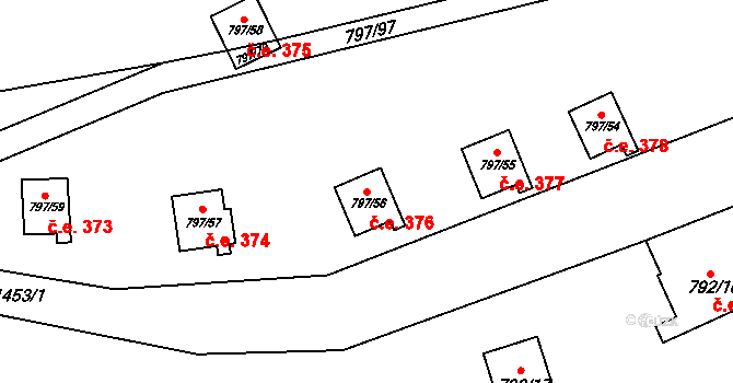 Oslnovice 376 na parcele st. 797/56 v KÚ Oslnovice, Katastrální mapa