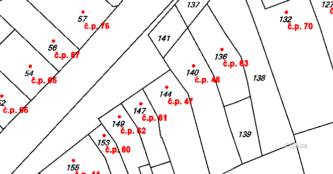 Přerov IV-Kozlovice 47, Přerov na parcele st. 144 v KÚ Kozlovice u Přerova, Katastrální mapa