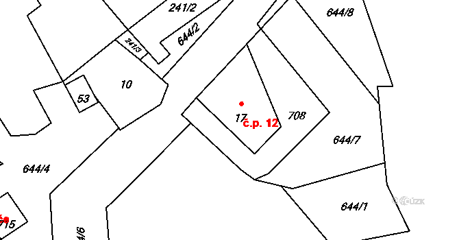 Bezvěrov 12, Teplá na parcele st. 17 v KÚ Bezvěrov u Teplé, Katastrální mapa