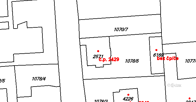Jablonec nad Nisou 2429 na parcele st. 2571 v KÚ Jablonec nad Nisou, Katastrální mapa
