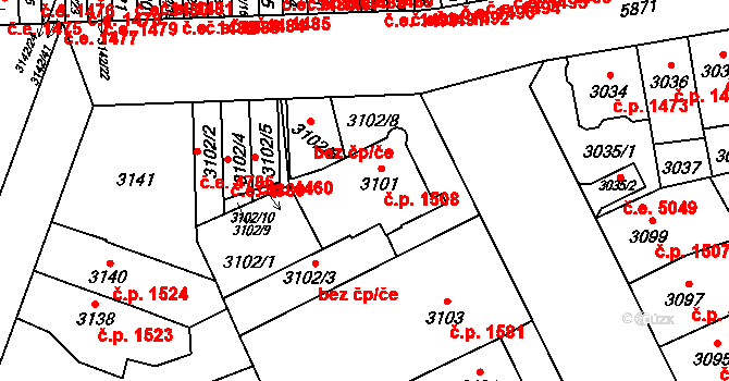Jihlava 1508 na parcele st. 3101 v KÚ Jihlava, Katastrální mapa