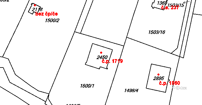 Říčany 1719 na parcele st. 2450 v KÚ Říčany u Prahy, Katastrální mapa