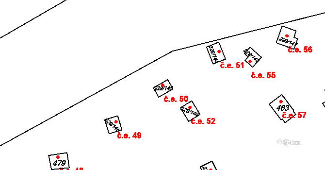 Hostěradice 50, Kamenný Přívoz na parcele st. 229/145 v KÚ Hostěradice, Katastrální mapa