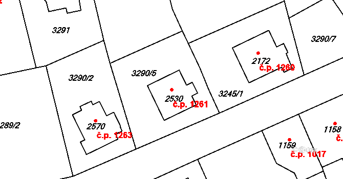 Lomnice nad Popelkou 1261 na parcele st. 2530 v KÚ Lomnice nad Popelkou, Katastrální mapa