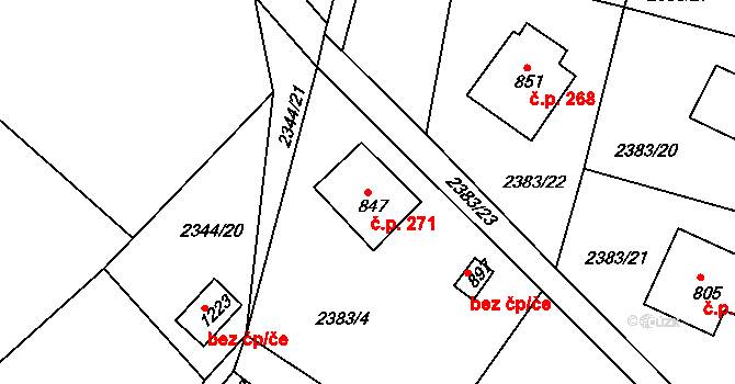 Horní Rokytnice 271, Rokytnice nad Jizerou na parcele st. 847 v KÚ Horní Rokytnice nad Jizerou, Katastrální mapa