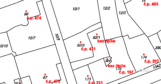 Dlouhá Loučka 471 na parcele st. 92/3 v KÚ Horní Dlouhá Loučka, Katastrální mapa