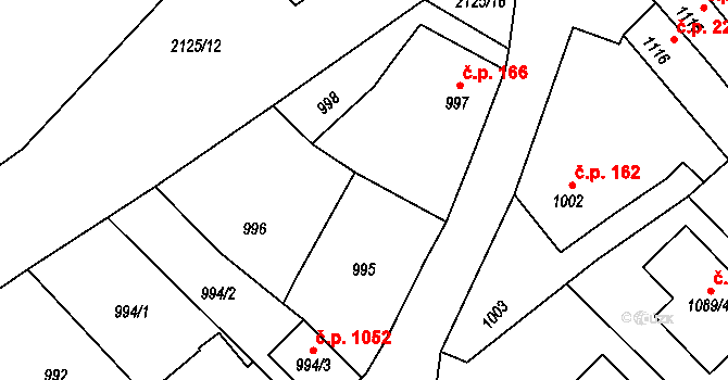 Velká Bystřice 165 na parcele st. 995 v KÚ Velká Bystřice, Katastrální mapa