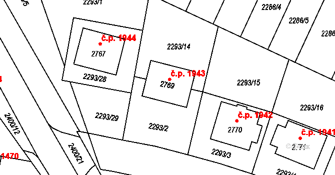 Hořice 1943 na parcele st. 2769 v KÚ Hořice v Podkrkonoší, Katastrální mapa