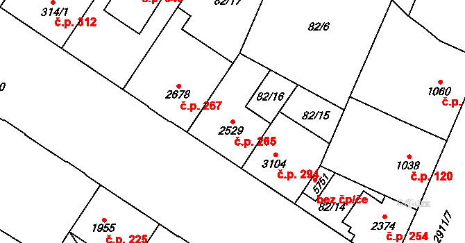 Kolín III 265, Kolín na parcele st. 2529 v KÚ Kolín, Katastrální mapa