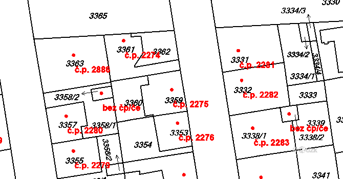 Žižkov 2275, Praha na parcele st. 3359 v KÚ Žižkov, Katastrální mapa
