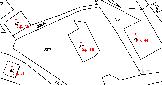 Smržov 16, Český Dub na parcele st. 37 v KÚ Smržov u Českého Dubu, Katastrální mapa