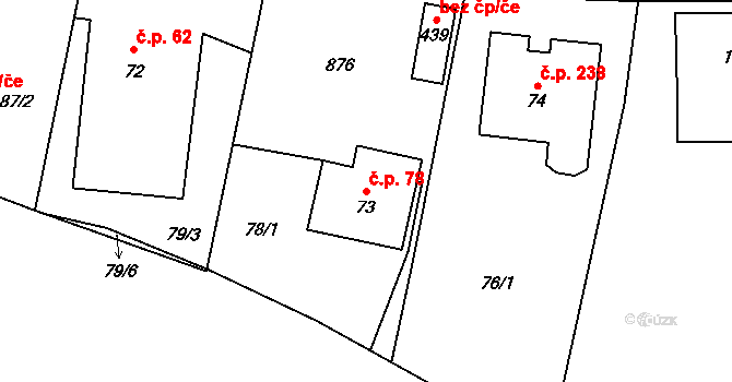 Dolní Chrastava 78, Chrastava na parcele st. 73 v KÚ Dolní Chrastava, Katastrální mapa