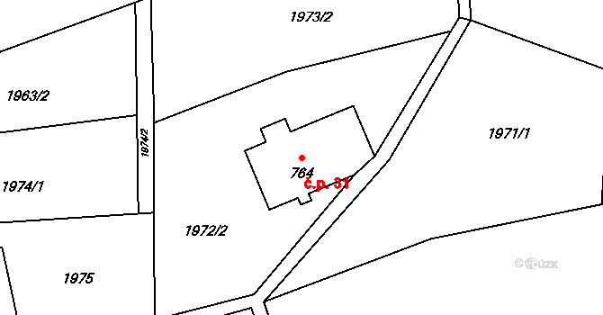 Salmov 31, Mikulášovice na parcele st. 764 v KÚ Mikulášovice, Katastrální mapa