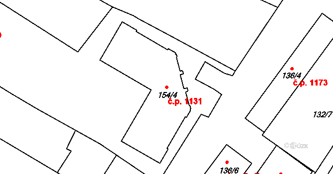 Holice 1131 na parcele st. 154/4 v KÚ Holice v Čechách, Katastrální mapa