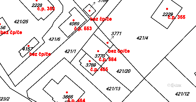 Horní Brána 584, Český Krumlov na parcele st. 3770 v KÚ Český Krumlov, Katastrální mapa