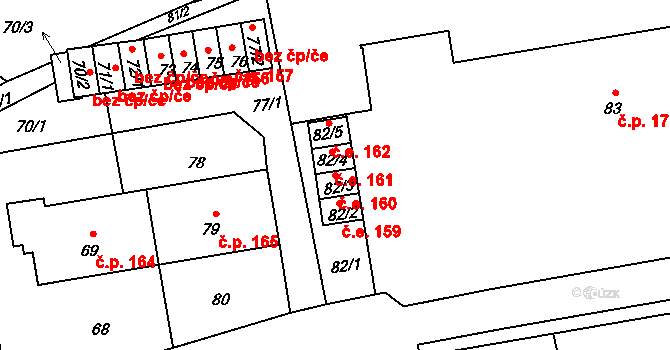Větrný Jeníkov 160 na parcele st. 82/3 v KÚ Větrný Jeníkov, Katastrální mapa