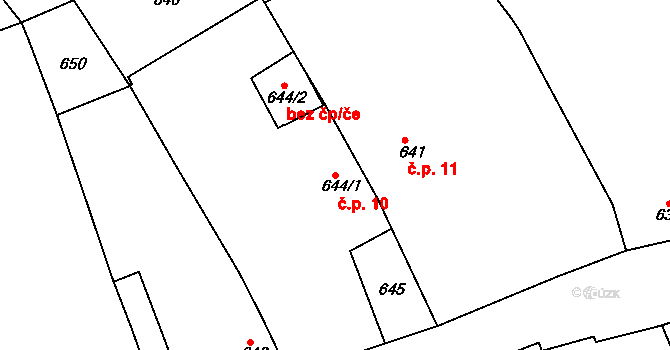 Mimov 10, Osvračín na parcele st. 644/1 v KÚ Osvračín, Katastrální mapa