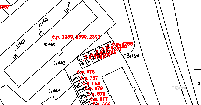 Znojmo 1787 na parcele st. 3181/10 v KÚ Znojmo-město, Katastrální mapa