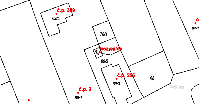 Opava 38087146 na parcele st. 69/4 v KÚ Komárov u Opavy, Katastrální mapa