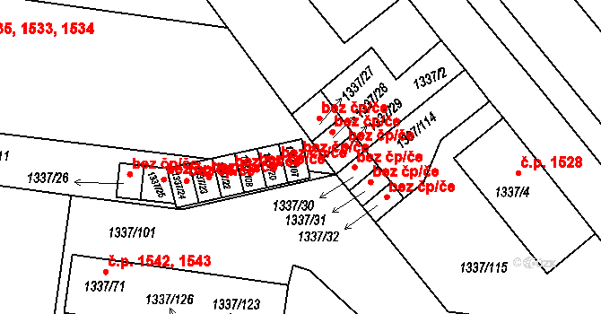 Roudnice nad Labem 41118146 na parcele st. 1337/107 v KÚ Roudnice nad Labem, Katastrální mapa