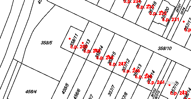 Branka u Opavy 248 na parcele st. 358/14 v KÚ Branka u Opavy, Katastrální mapa
