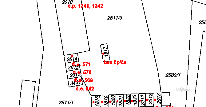 Hlinsko 43728146 na parcele st. 1817 v KÚ Hlinsko v Čechách, Katastrální mapa