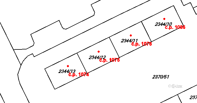 Předměstí 1075, Opava na parcele st. 2344/12 v KÚ Opava-Předměstí, Katastrální mapa