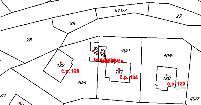 Skalsko 45296146 na parcele st. 225 v KÚ Skalsko, Katastrální mapa