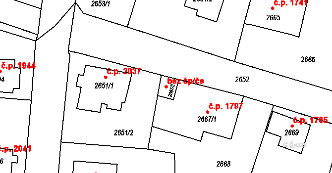 Česká Lípa 45910146 na parcele st. 2667/2 v KÚ Česká Lípa, Katastrální mapa
