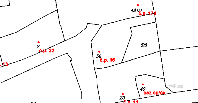 Beroun-Jarov 16, Beroun na parcele st. 56 v KÚ Jarov u Berouna, Katastrální mapa