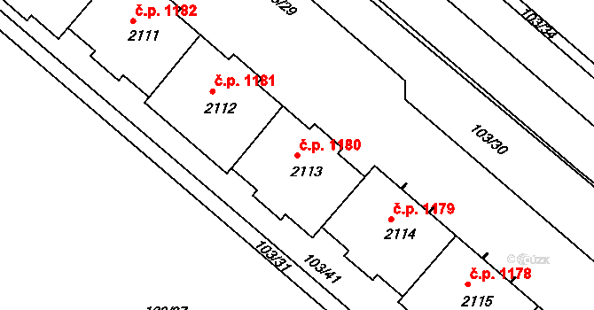 Neratovice 1180 na parcele st. 2113 v KÚ Neratovice, Katastrální mapa