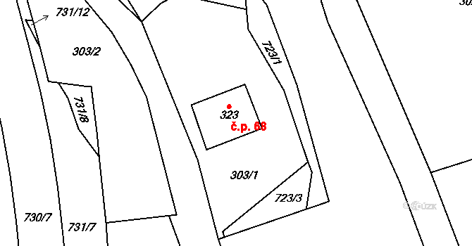 Teplice nad Metují 68 na parcele st. 323 v KÚ Teplice nad Metují, Katastrální mapa