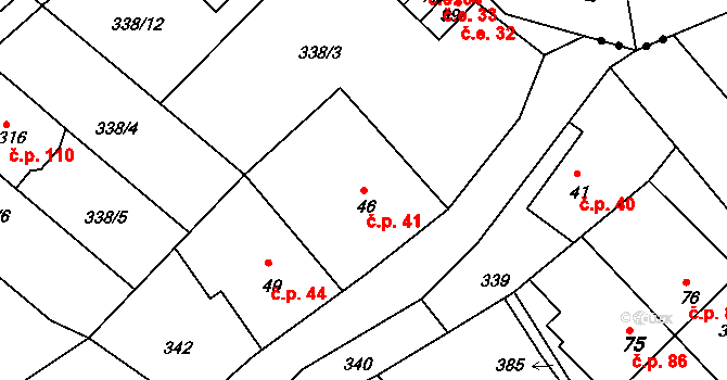 Bražec 41, Náchod na parcele st. 46 v KÚ Bražec, Katastrální mapa