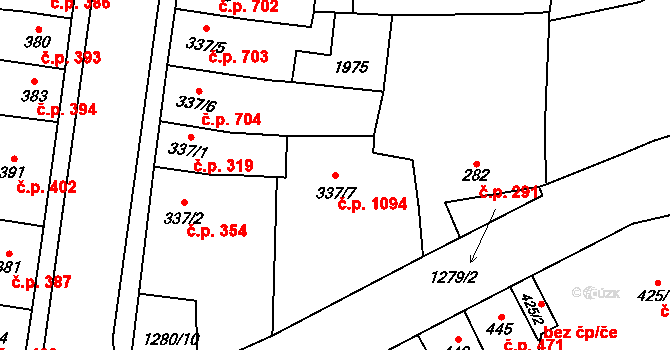 Přelouč 1094 na parcele st. 337/7 v KÚ Přelouč, Katastrální mapa