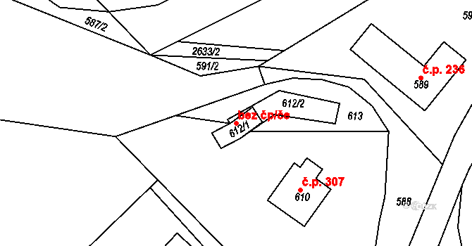 Zádveřice-Raková 81353146 na parcele st. 612/1 v KÚ Zádveřice, Katastrální mapa