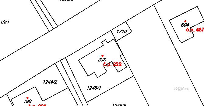 Libhošť 222 na parcele st. 203 v KÚ Libhošť, Katastrální mapa