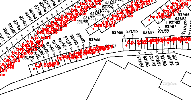 Louny 408 na parcele st. 931/87 v KÚ Louny, Katastrální mapa