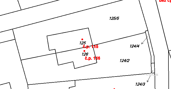 Šťáhlavice 115, Šťáhlavy na parcele st. 125 v KÚ Šťáhlavice, Katastrální mapa