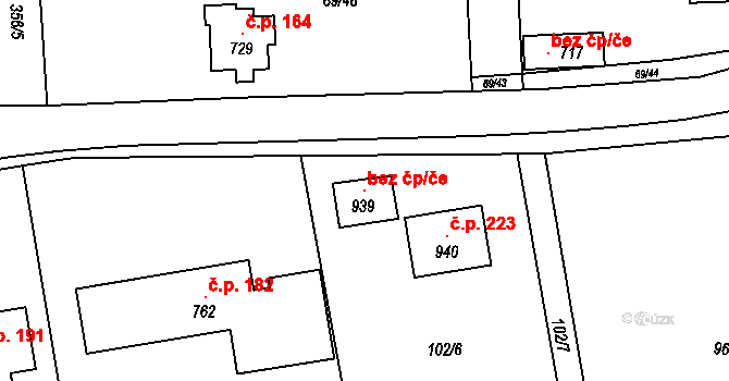 Dolní Břežany 98584146 na parcele st. 939 v KÚ Lhota u Dolních Břežan, Katastrální mapa