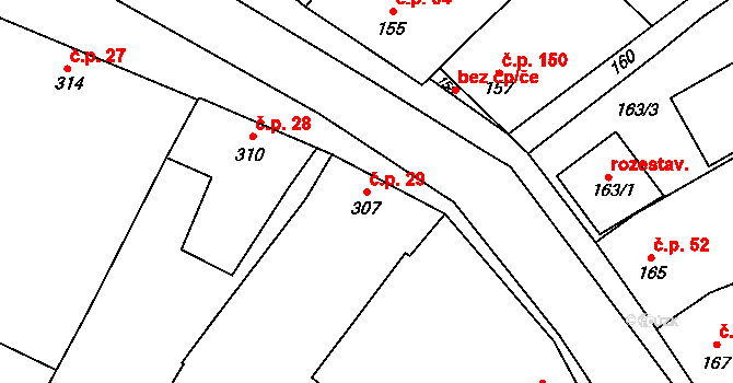 Seloutky 29 na parcele st. 307 v KÚ Seloutky, Katastrální mapa