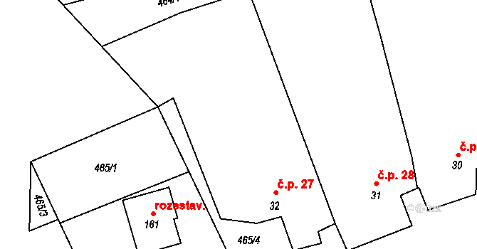 Stošíkovice na Louce 27 na parcele st. 32 v KÚ Stošíkovice na Louce, Katastrální mapa
