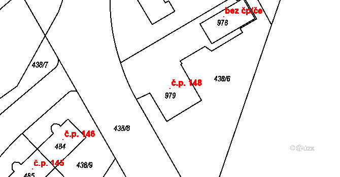 Horoušánky 148, Horoušany na parcele st. 979 v KÚ Horoušany, Katastrální mapa