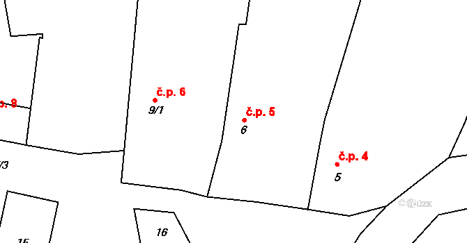 Popice 5, Jihlava na parcele st. 6 v KÚ Popice u Jihlavy, Katastrální mapa
