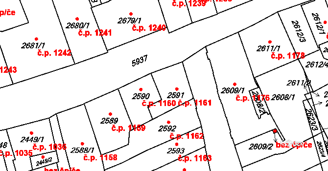 Jihlava 1161 na parcele st. 2591 v KÚ Jihlava, Katastrální mapa